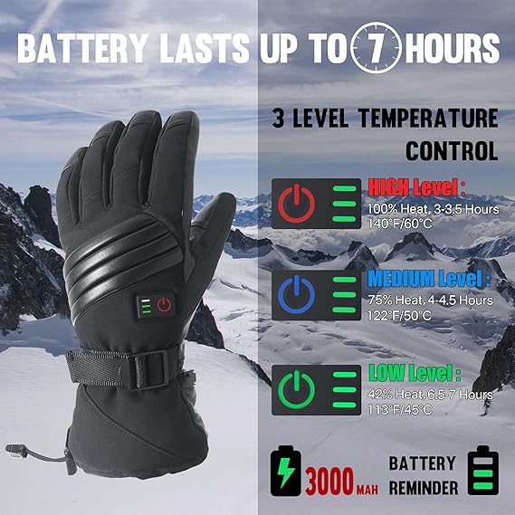 HANDLANDY gants chauffants pour hommes femmes rechargeables imperméables H802