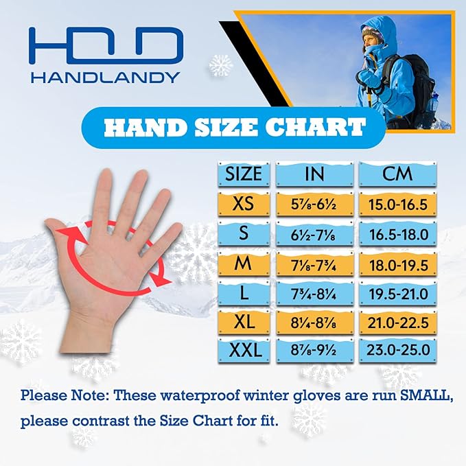 HANDLANDY 3M Insulated Work Gloves Waterproof Winter Cold H717BH