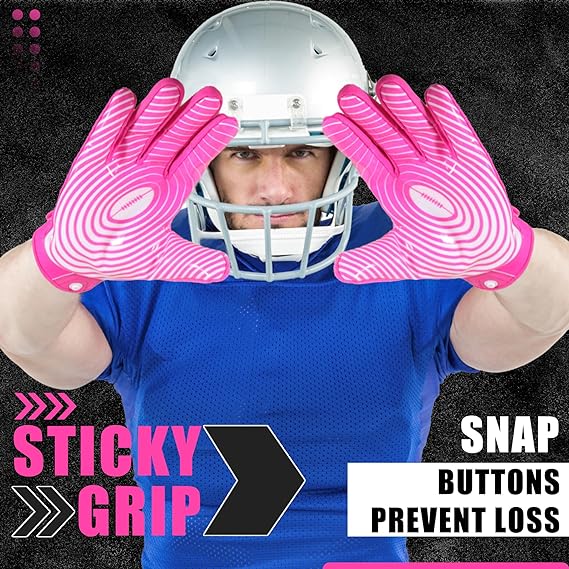 football handschuhe pink HANDLANDY Football Gloves Men, Sticky Wide Receiver Grip Gloves, Hot Pink Stretch Fit Football Gloves Adult S756 S