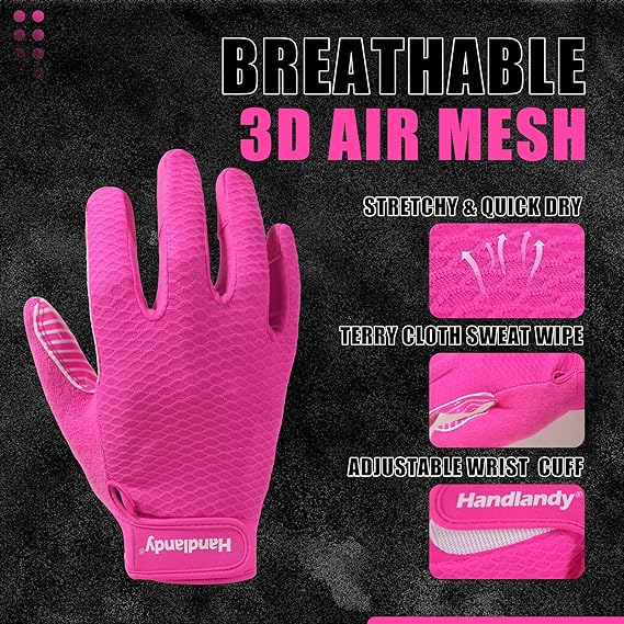 HANDLANDY Football Gloves Hot Pink Stretch Men Women Adult S756