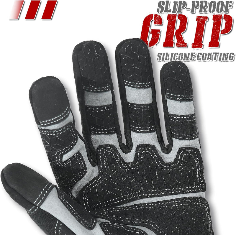 HANDLANDY Impact Reducing Work Gloves for Men Heavy Duty 6264