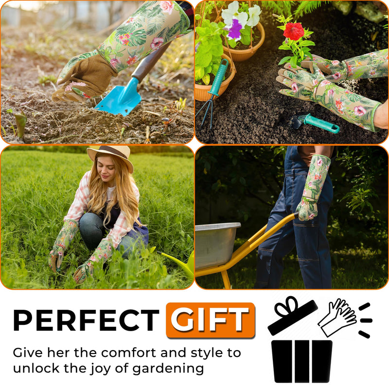 HANDLANDY Women Gardening Gloves, Thorn Proof Breathable Ladies Rose Pruning Garden Gauntlet Yard Gloves5215