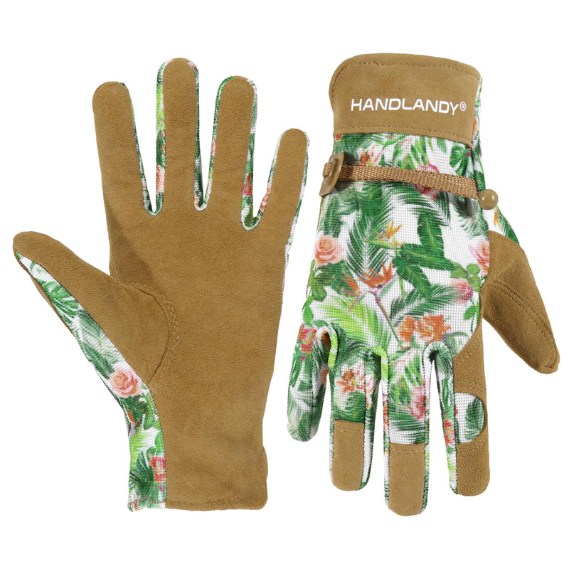 best type of gardening gloves HANDLANDY Gardening Gloves for Women, Breathable Ladies Leather Garden Yard Gloves Best Gift for Gardeners 6298/5191/5216