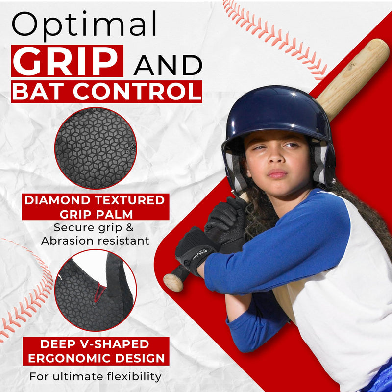 Baseball Batting Gloves for Adult Youth, Grip Breathable Softball Batting Gloves Fit Men Kids Boys Girls S816/S817