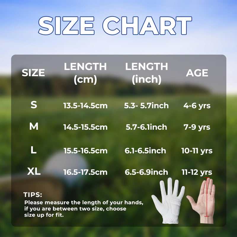 Golf Gloves Kids Junior Toddlers Left Hand Children's Premium Youth Golf Gloves Boys Girls S823