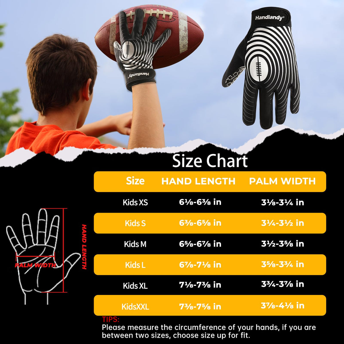 football handschuhe klebrig machen HANDLANDY Jugend-Fußballhandschuhe Sticky Wide Receiver S736