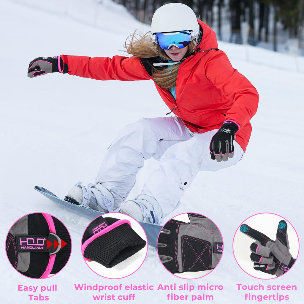 Handandy Damen Winter warme Handschuhe wasserdicht Ski Snowboard 8015P