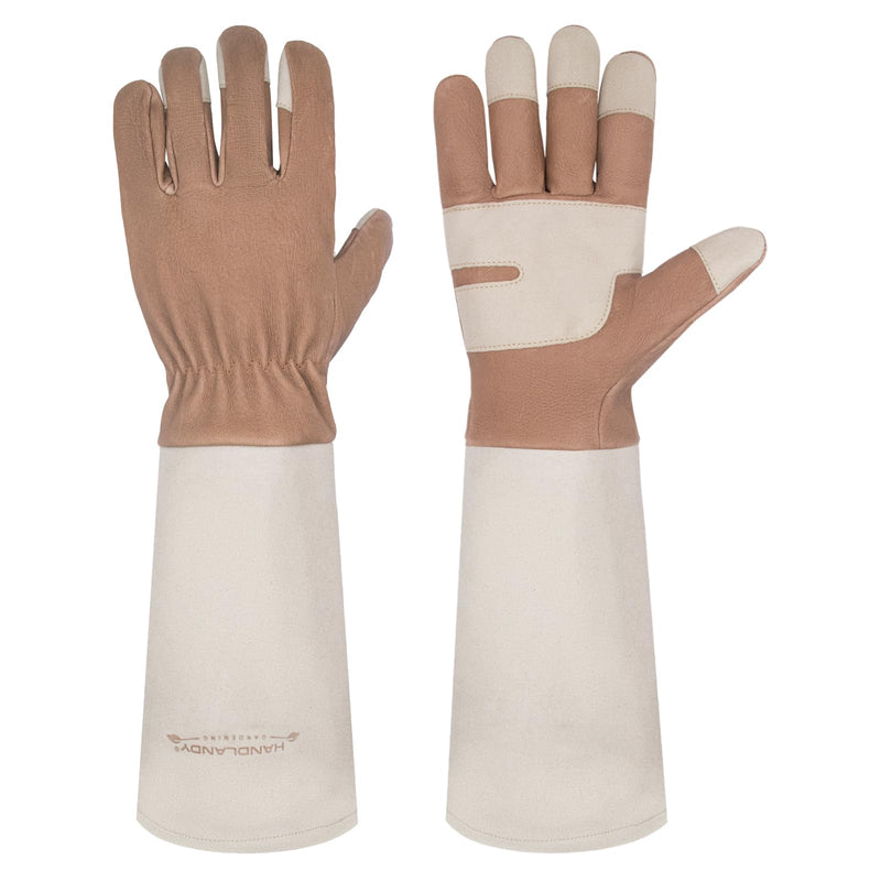 Handandy Damen Herren Gartenhandschuhe Schweinsleder Langarm 5164