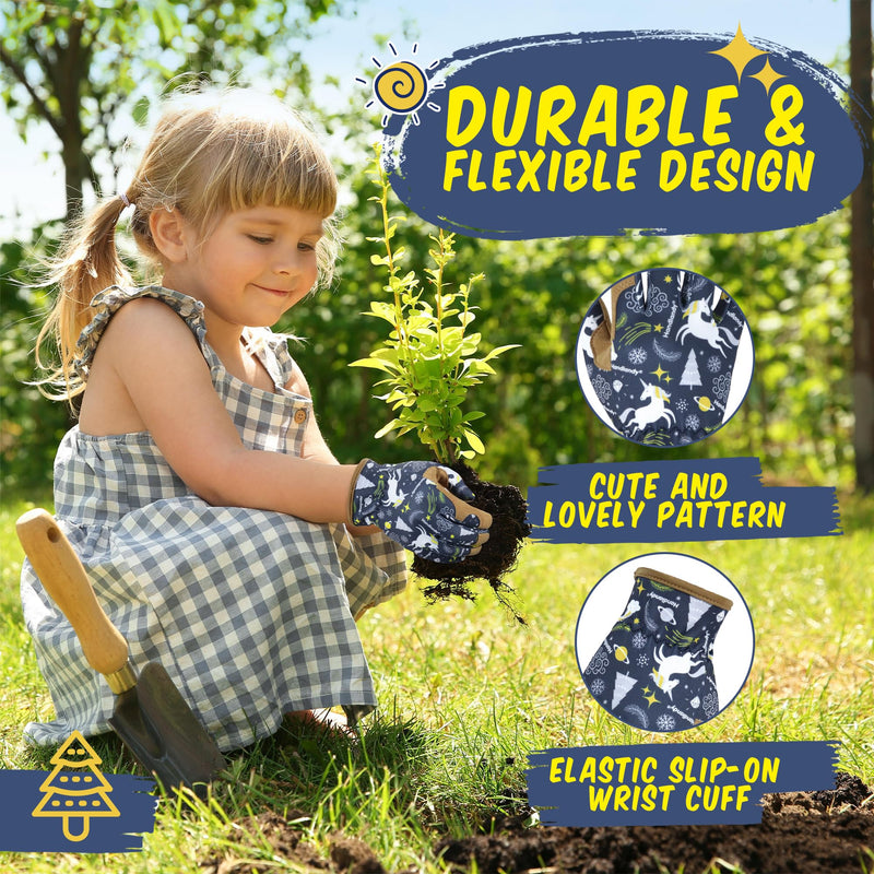 HLDD HANDLANDY Kids Genuine Leather Work Gloves for ages 3-11, Children Gardening Gloves for Boys, Girls 5217