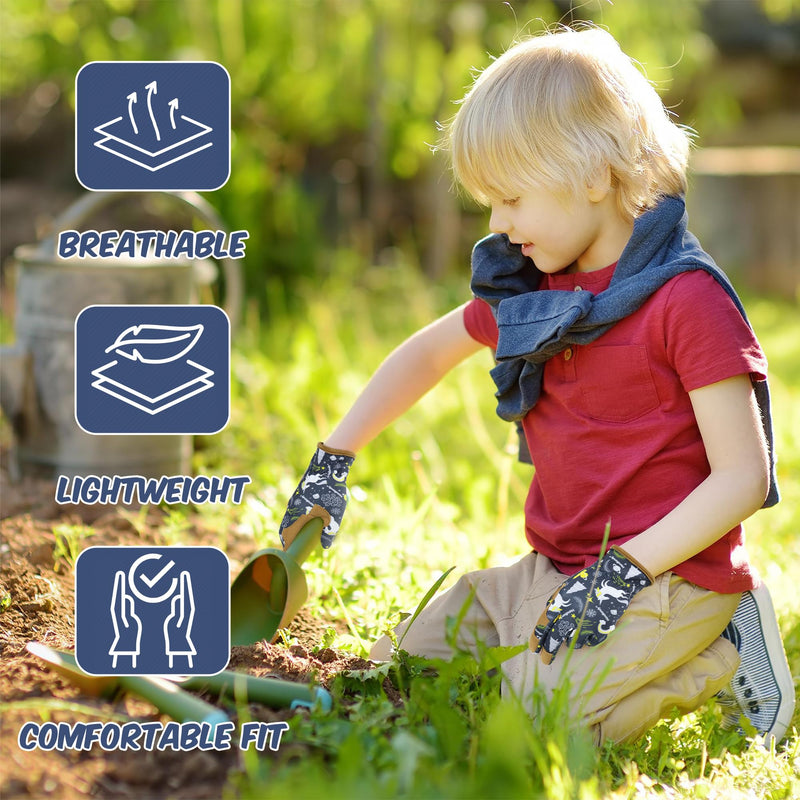 HLDD HANDLANDY Kids Genuine Leather Work Gloves for ages 3-11, Children Gardening Gloves for Boys, Girls 5217