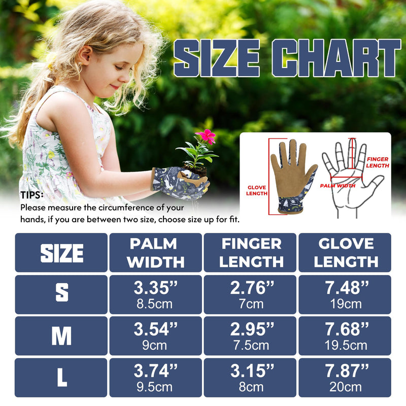 HLDD HANDLANDY Kids Genuine Leather Work Gloves for ages 3-11, Children Gardening Gloves for Boys, Girls 5217