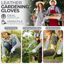 Handlandy Women Men Gardening Gloves Leather Long Sleeve Pruning 5160