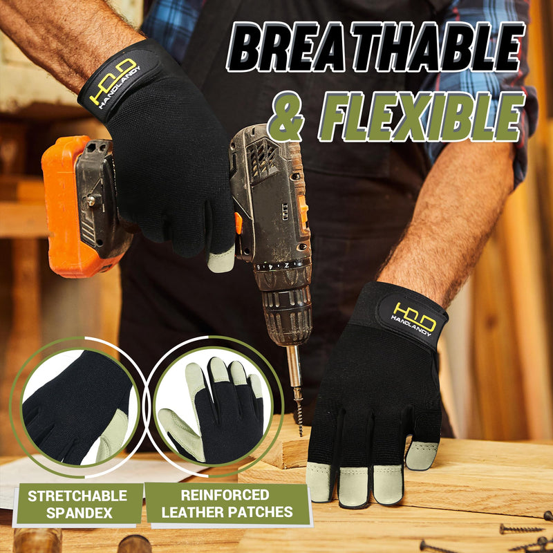 HLDD HANDLANDY Gloves For Protection Against Accidents, Utility Mechanic Working Gloves Touch Screen, Flexible Yard Work Gloves6353