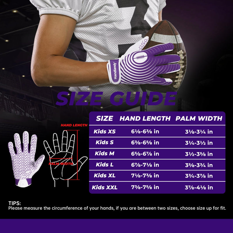 HANDLANDY Youth Football Gloves, Sticky Wide Receiver Gloves for Kids S76567