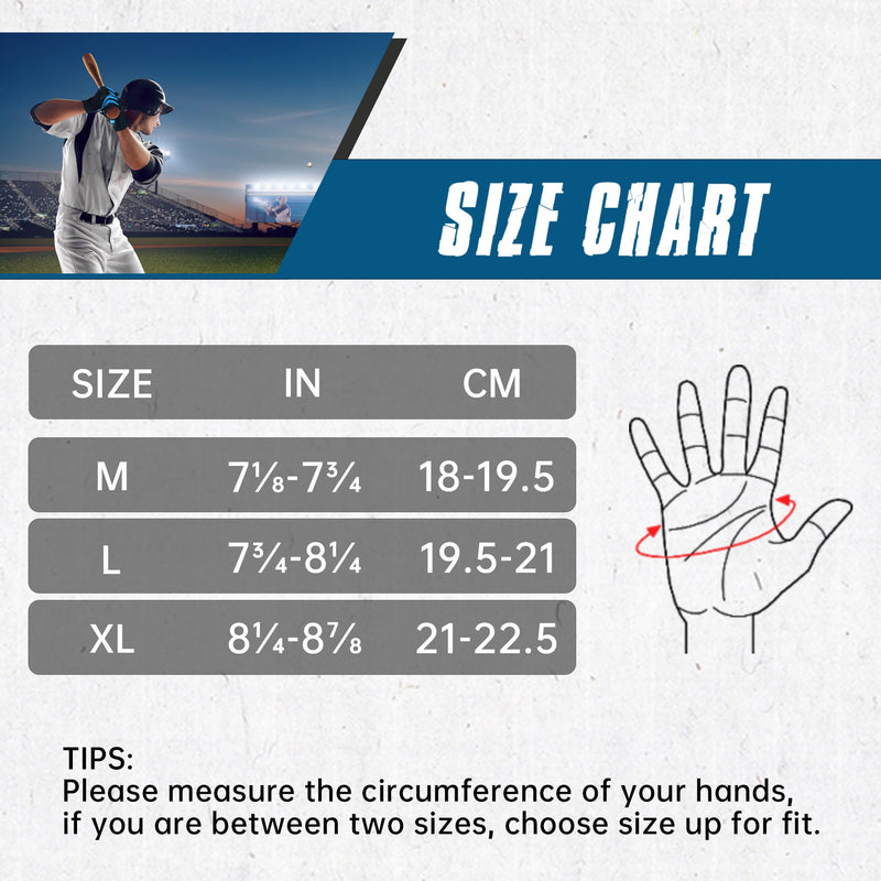 HANDLANDY Padded Baseball Softball Batting Gloves for Men Adult S764 XL / Black