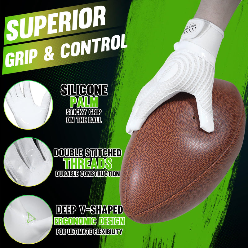 HANDLANDY Youth Football Gloves, Kids Sticky Receiver Gloves,Super Grip Football Glove Best Gift for Boys,Girls S805/S806