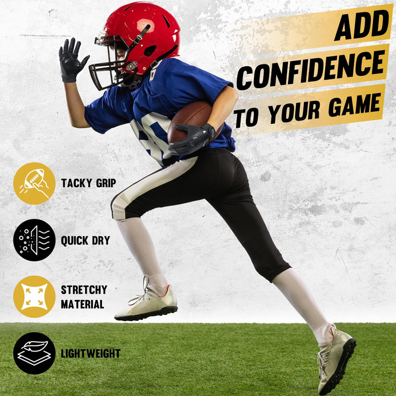 HANDLANDY Youth Football Gloves, Kids Sticky Receiver Gloves,Super Grip Football Glove Best Gift for Boys,Girls S805/S806