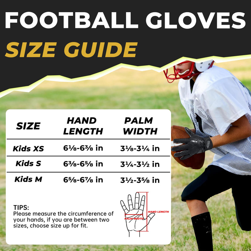 HANDLANDY Youth Football Gloves, Kids Sticky Receiver Gloves,Super Grip Football Glove Best Gift for Boys,Girls S805/S806