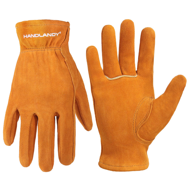 orange gardening gloves Handlandy Kids Gardening Gloves Genuine Leather 5157/6297OG/5217 Small ( for age2-4 ) / Brown / 1 Pair