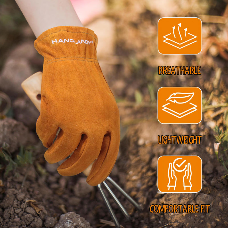 Handlandy Kids Gardening Gloves Genuine  Leather 5157/6297OG