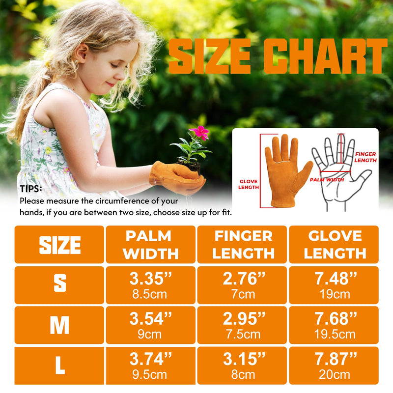 HANDLANDY Kids Gardening Gloves For Age 2-13 Latex Free, 3 Pairs