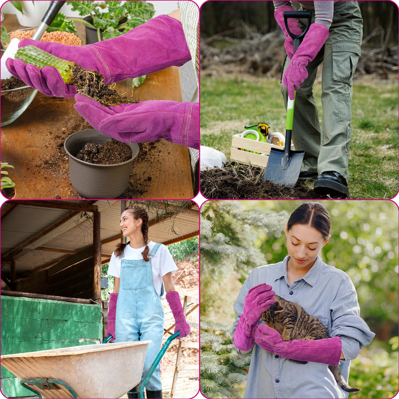 ladies gauntlet gardening gloves Handlandy Ladies Leather Gardening Gloves Long Cuff Gauntlet 508890 Rosy / M / 3 Pairs