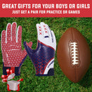 outh Football Gloves, Kids Receiver Gloves with Sticky Grip, Flag Football Glove, Best Gift for Boys Girls GP759