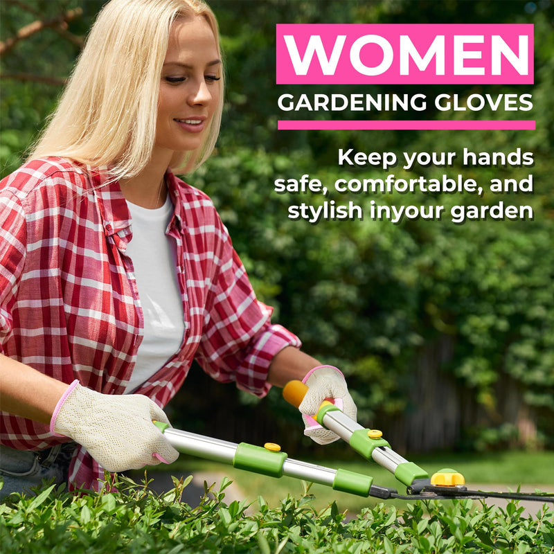 HANDLANDY Gardening Gloves for Women, Breathable Ladies Leather Garden Yard Gloves Best Gift for Gardeners 5201/5205/5212