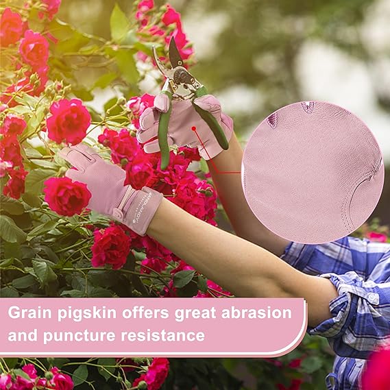 HANDLANDY gants de jardinage en cuir rose travail de mécanicien flexible 5188