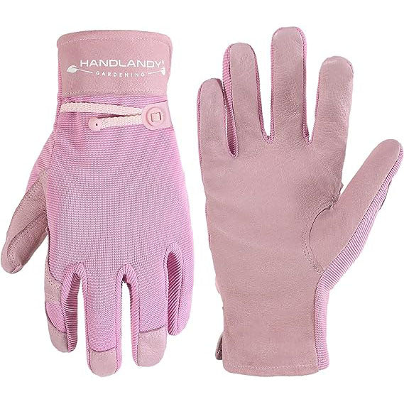HANDLANDY Pink Leather Gardening Gloves Flexible Mechanic Working 5188