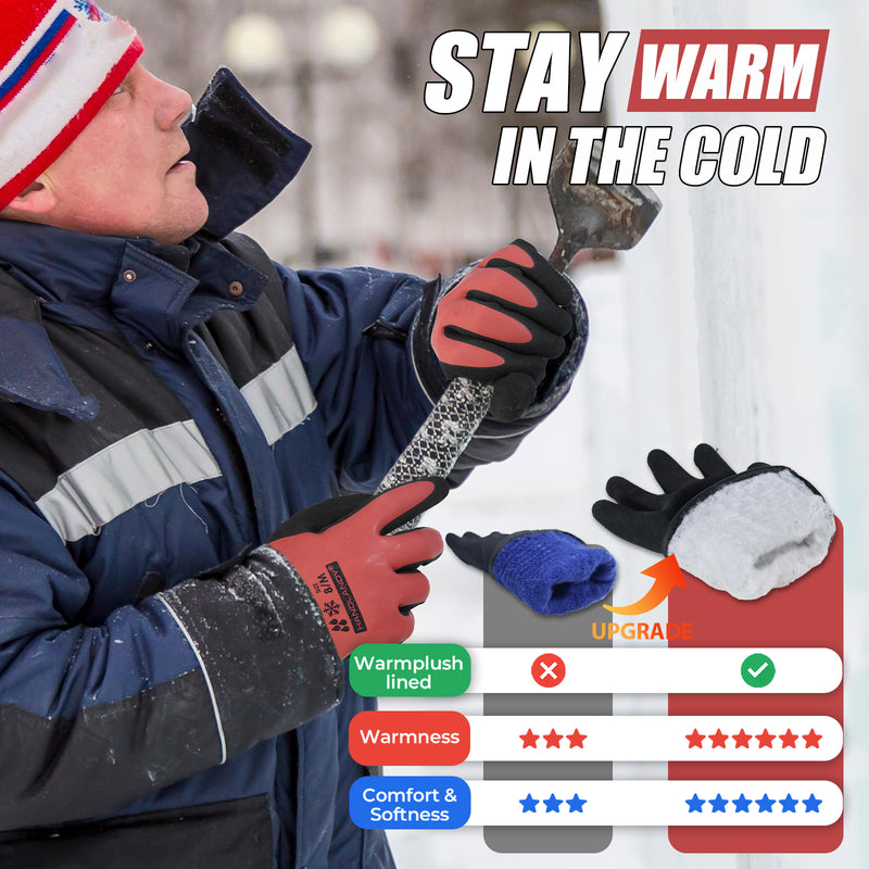 HANDLANDY Waterproof Work Gloves for Cold Weather, Insulated Winter Freezer Work Gloves with Grip for Men Women 11175
