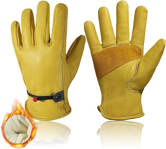 Handlandy Leather Work Gloves Winter Rigger Driver Gardening 12110