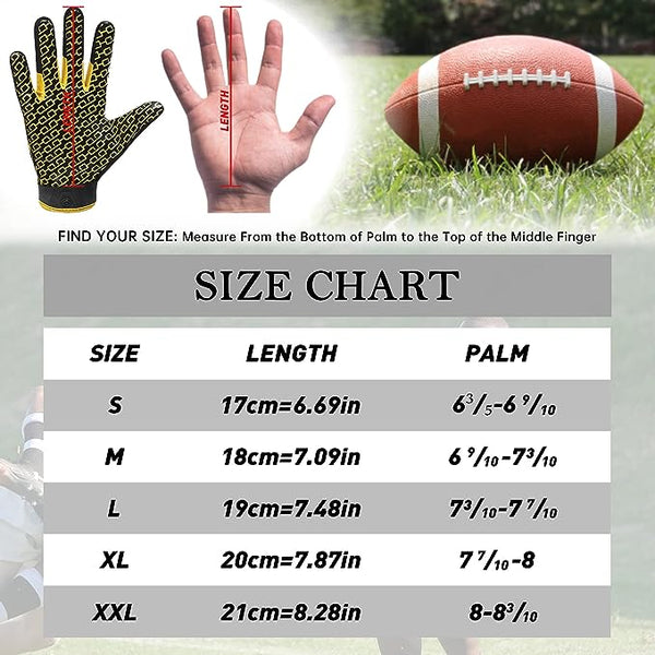 Handlandy Football Gloves for Men, American Football Gloves, Sticky Wide Receiver Grip S739 L / Black&Golden