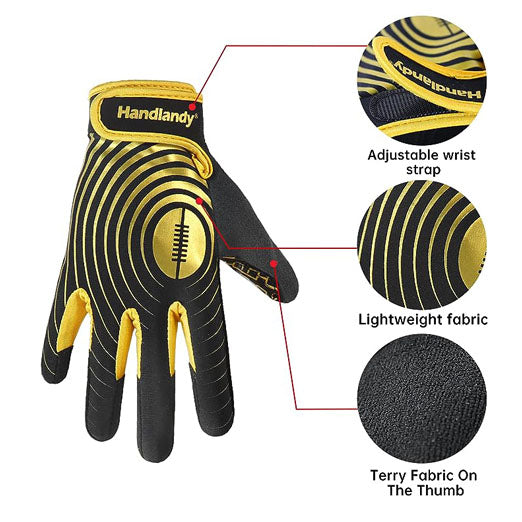 HANDLANDY Football Gloves Men, Sticky Wide Receiver Grip Gloves