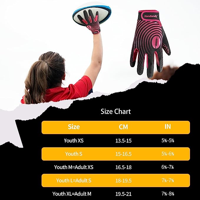 HANDLANDY Gants de football pour jeunes avec récepteur large collant S736