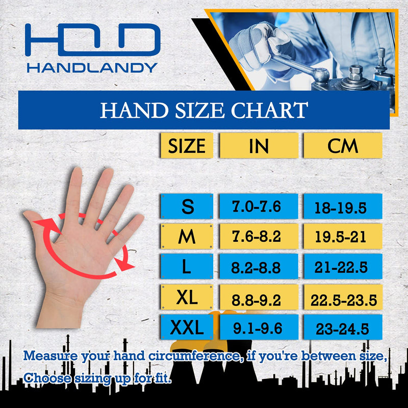 Handlandy Leather Work Gloves Utility Safety Driver Cowhide Palm 6169