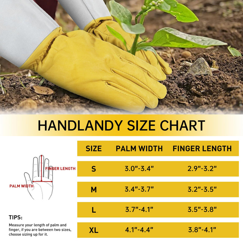 HANDLANDY Rose Pruning Gloves for Men & Women, Thorn Proof Long Garden Gloves, Gardening Gifts for Gardeners - goatskin, 5197/5195/5190