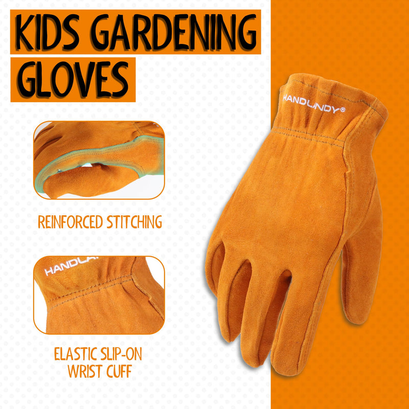 Handlandy Kids Gardening Gloves Genuine  Leather 5157/6297OG