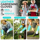 Handlandy Women Men Gardening Gloves Leather Long Sleeve Pruning 5160