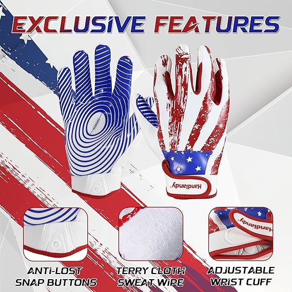 HANDLANDY – gants de Football avec poignée en Silicone, récepteur de drapeau pour enfants S745