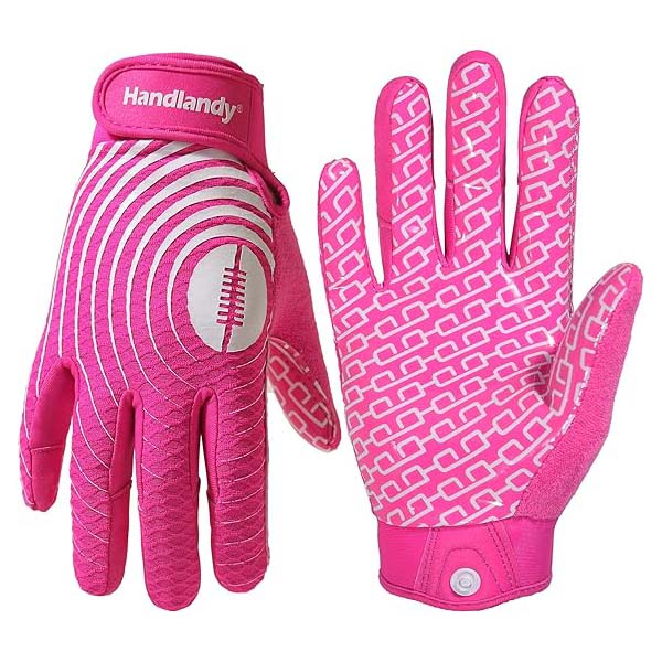 HANDLANDY Youth Sticky Wide Receiver Gloves Pink Stretch Football S757