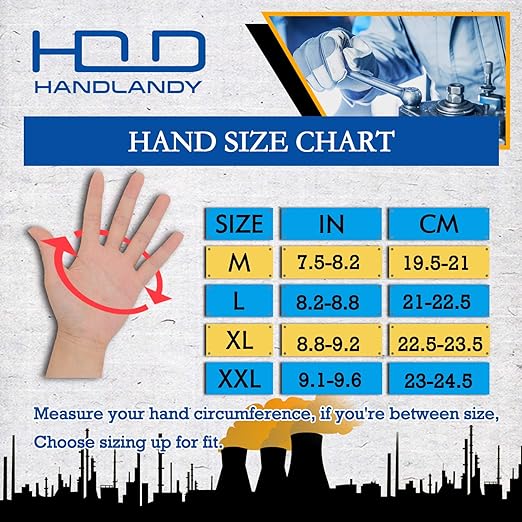 HANDLANDY Mens Heavy Duty Work Gloves Anti Vibration Grip TPR 6252