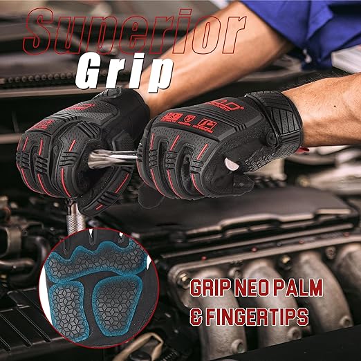 HANDLANDY Mens Heavy Duty Work Gloves Anti Vibration Grip TPR 6252 XL HANDLANDY Mens Heavy Duty Work Gloves Anti Vibration Grip TPR 6252 XL