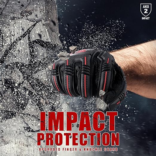 HANDLANDY Mens Heavy Duty Work Gloves Anti Vibration Grip TPR 6252