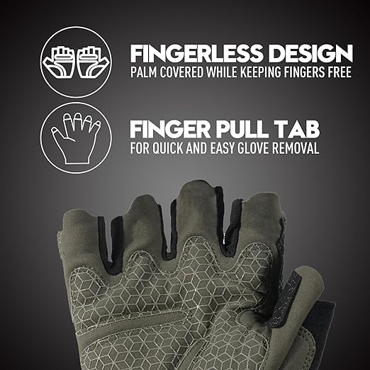 HANDLANDY Fingerless Work Gloves for Men Tactical Mechanics 6262