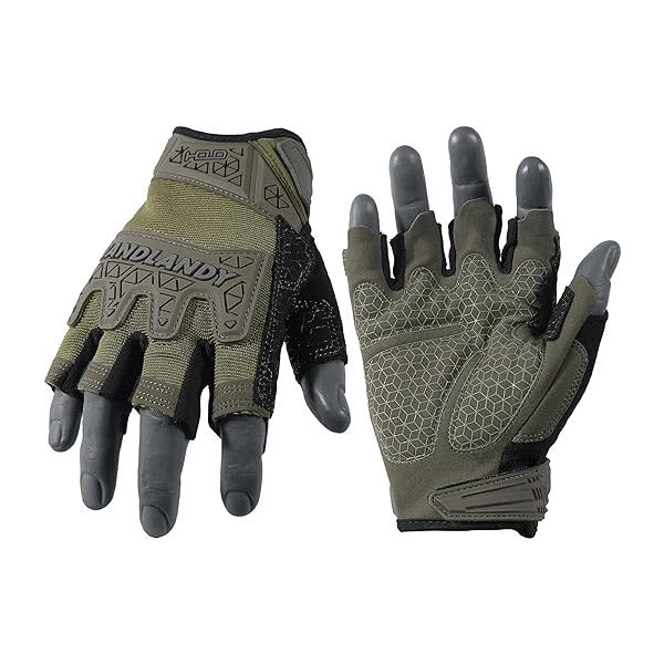 HANDLANDY Fingerless Work Gloves for Men Tactical Mechanics 6262