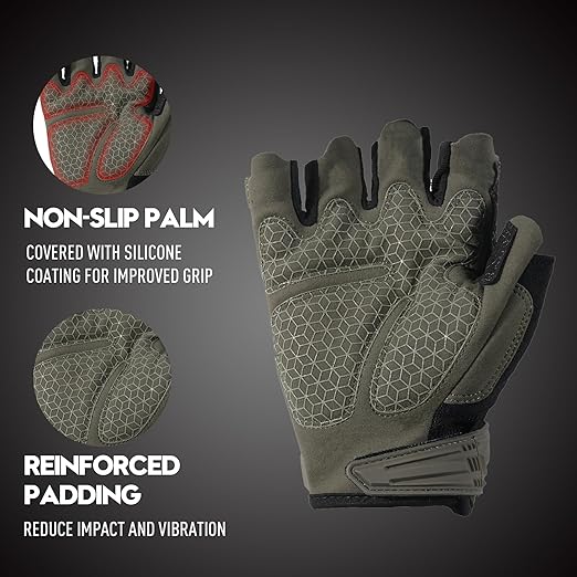 HANDLANDY Fingerless Work Gloves for Men Tactical Mechanics 6262