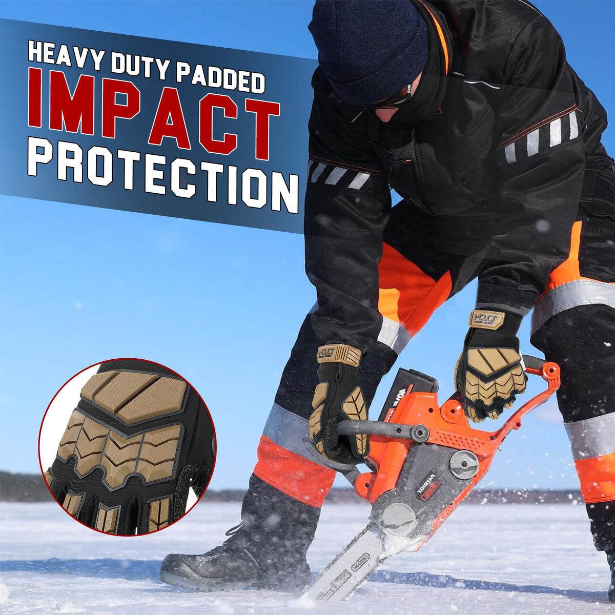 HANDLANDY Winter Water Resistant Work Gloves For Men, Padded Thermal Insulated Heavy Duty Impact Glove For Cold Weather (Black-insulated, M - View #12