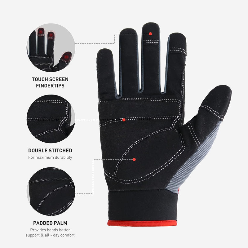 HANDLANDY – gants de travail pour hommes, écran tactile, flexibles et respirants, 5972