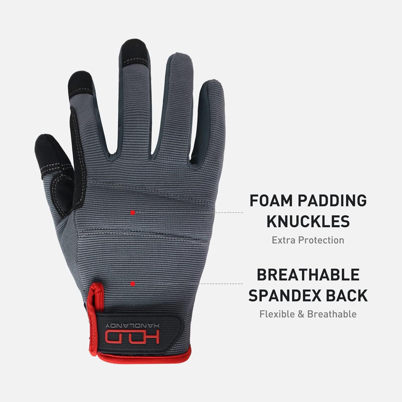 HANDLANDY Mens Work Gloves Touch screen Flexible Breathable 5972